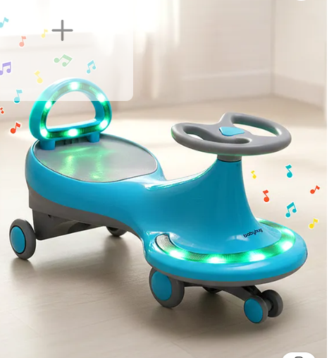 Babyhug Orbit Swing Car with Light & Music - Blue| Easy to Handle| Built for Rough Play| Encourages Physical Activity| Fully Assembled| For Kids of 1 to 6 years| Sport Gift