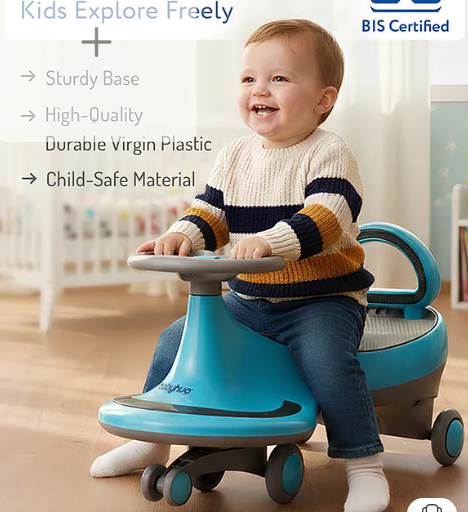 Babyhug Orbit Swing Car with Light & Music - Blue| Easy to Handle| Built for Rough Play| Encourages Physical Activity| Fully Assembled| For Kids of 1 to 6 years| Sport Gift - Image 2