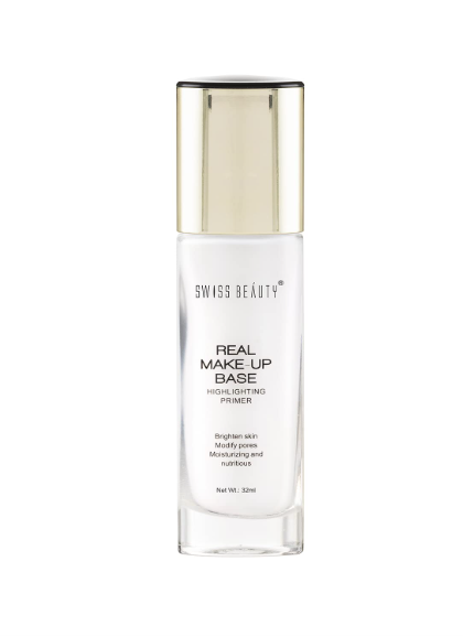 Swiss Beauty Real Makeup Base Highlighting Primer| Skin-Hydrating Poreless Primer With Natural Glow Finish For Face Makeup |Shade - 03 Pink Tint, 32Ml
