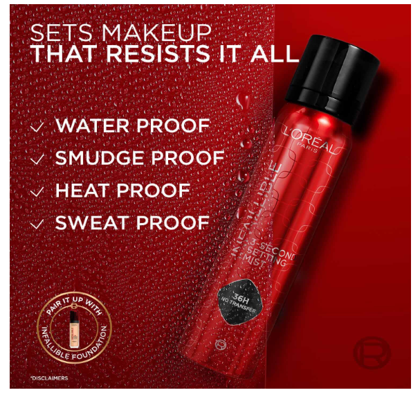 L’Oreal Paris Infaillible 3-Second Setting Mist - Transfer-Proof, 75ml 75ml setting spray for 36H transfer-proof makeup. Dries in 3 seconds for all-day wear. Heat-proof & sweat-proof. - Image 2