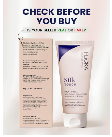 FLiCKA Silk Touch 3 in 1 Moisturizer and Primer for Face | Hydrating, Lightweight, Long-Lasting | Pore Minimizer | Dermatologically Tested | All Skin Types | Makeup Base | 60g | Cruelty-Free (Pack of 1) - Image 3