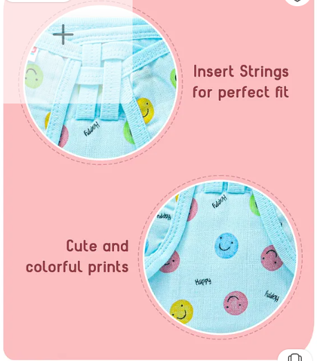 Babyhug Muslin Cotton Dyed Printed Cloth Nappies Extra Small Set of 5 - Multicolour - Image 2