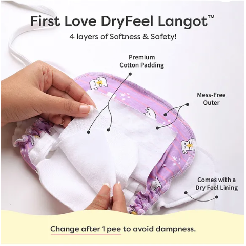 SuperBottoms First Love Premium DryFeel Langot for 0-9M Babies | 100% Cotton Padding | Bummy World | Pack of 9 | 0-5kg - Image 2