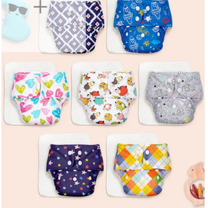 SuperBottoms BASIC Reusable Cloth Diaper for babies | Freesize Adjustable, Washable and Reusable Cloth Diaper for babies | Shell with insert | Pack of 7 | Fits 5-17 kg