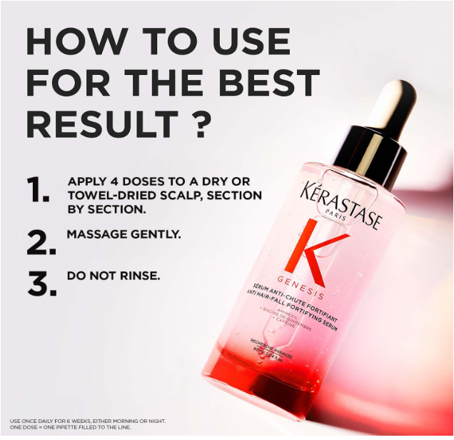 Kérastase Genesis Anti-Hair Fall Serum 90ml | Hair Serum for Hair Fall Control | Strengthens Hair | Infused with Aminexil 1.5%, Ginger Root & Caffeine - Image 2