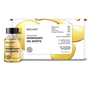 Brillare 20% Rosemary Oil Shots For Rapid Hair Growth | Improves Thickness | Controls Hair Fall & Nourishes Scalp | 100% Natural, Non Greasy Hair Oil Shots For Men & Women