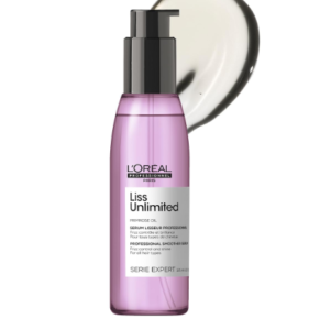 L'Oréal Professionnel Liss Unlimited Leave-In Hair Serum for Frizzy & Unruly Hair - 125ml | Intensive Smoothing Serum for Frizz-Control | Enriched with Primrose Oil | Increases Softness & Shine