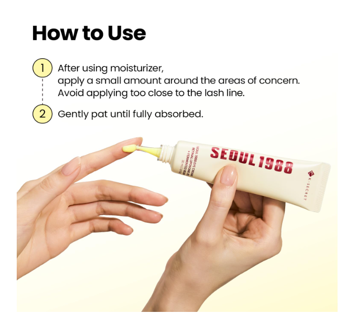 K-SECRET SEOUL 1988 Eye Cream : Retinal Liposome 4% + Fermented Bean, wrinkle care, anti-aging, skin elasticity, pigmentation, brightening, retinol, 30ml/1.01 fl.oz. - Image 2