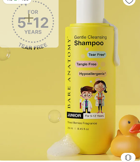 Bare Anatomy Junior Gentle Cleansing Kids Shampoo Tear-free & Hypoallergenic - 250 ml