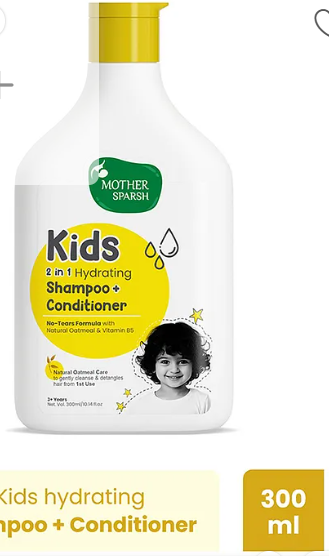 Mother Sparsh Baby 2 In 1 Hydrating Shampoo+Conditioner for Kids Tear Free With Natural Oatmeal & Vitamin B5 - 300 ml