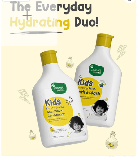 Mother Sparsh Baby 2 In 1 Hydrating Shampoo+Conditioner for Kids Tear Free With Natural Oatmeal & Vitamin B5 - 300 ml - Image 2