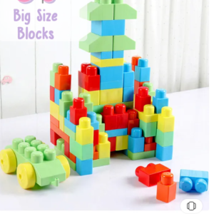 Babyhug Premium 80 Pcs Mega Size First Builders Toddler Blocks| Building and Construction Interlocking Jumbo Blocks with Big Building Storage Bag| Educational and Learning Toy for Pre-School Children| BIS Certified| Non-Toxic