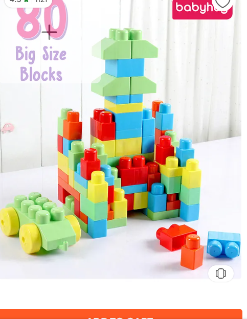 Babyhug Premium 80 Pcs Mega Size First Builders Toddler Blocks| Building and Construction Interlocking Jumbo Blocks with Big Building Storage Bag| Educational and Learning Toy for Pre-School Children| BIS Certified| Non-Toxic