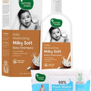 Mother Sparsh BabyMother Sparsh Unscented 99 % Pure Water Unscented Baby Wipes 72 Pieces & Daily Moisturizing Milky Soft Baby Shampoo - 200 ml