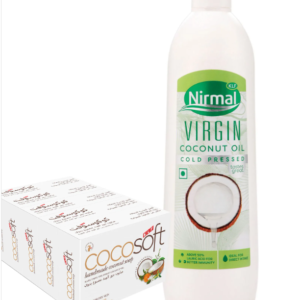 KLF Nirmal Virgin Coconut Oil - 250 ml & KLF Nirmal Cocosoft Coconut Soap Pack of 5 - 75 g Each Super Saver