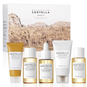 SKIN1004 Madagascar Centella Travel Kit, Toner, Ampoule, Soothing Cream, Cleansing Oil, Ampoule Foam, Basic Skincare Box, Compact Size, Gift Sets, Mothers Day Gifts for Mom Gifts for Women, Trial Kit