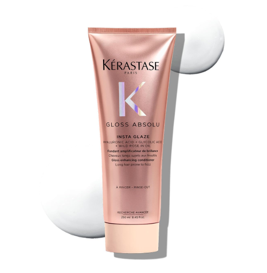 Kérastase Gloss Absolu Anti-Frizz Foaming Conditioner For Bouncy, Glossy Hair | Fine To Medium Hair | 4-Days Anti-Frizz | With Hyaluronic & Glycolic Acid, Wild Rose-In-Oil | 250ml