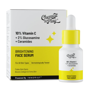 Chemist At Play 10% Vitamin C Serum for Glowing Skin | Pigmentation & Dark Spots | Skin Brightening Face Serum | With Ethyl Ascorbic Acid, Lactic Acid & Glucosamine | For Men & Women | 10 ml