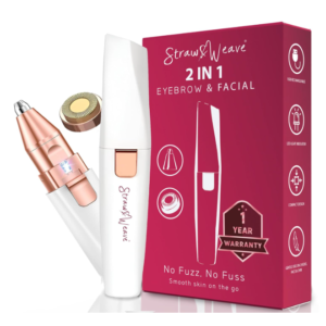 Facial Hair Removal Machine|Eyebrow Trimmer & Epilator|Trimmer For Women Private Part|2 In 1 Trimmer 400 mAh Battery 1 Year Warranty|Painless Hair Removal Machine|Nose Hairs Remover,White (2 in 1)
