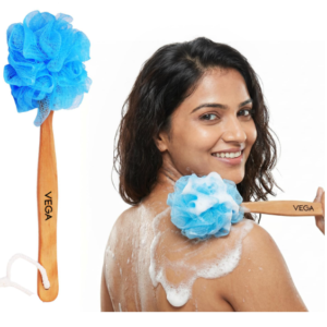 Vega Wooden Handle Body Brush for Bath, Exfoliating Scrubber for Men & Women, Shower Tool for Deep Cleansing, Dead Skin Removal, Back Cleaning, Improves Blood Circulation & Skin Care Routine (BA-1/6)