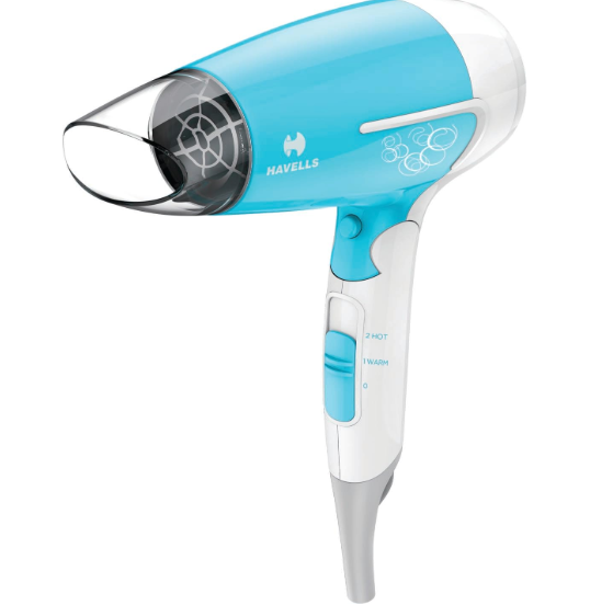 Havells HD3151 1200 W Foldable Hair Dryer; 3 Heat (Hot/Cool/Warm) Settings Including Cool Shot Button; Heat Balance Technology, Turquoise