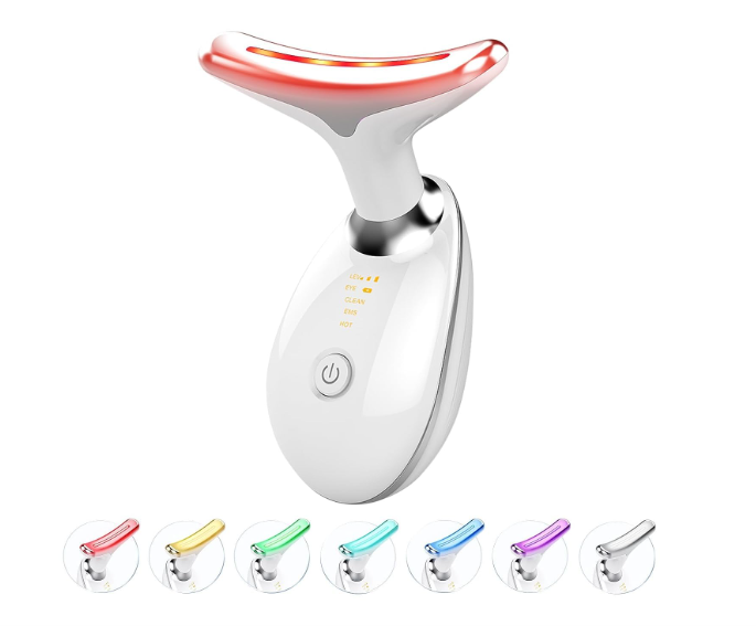 WBC WORLDBEAUTYCARE Face and Neck Beauty Device, Multifunctional Facial Skin Care Tool, 7 Color Led Face Neck Massager for Skin Care Routine at Home Skin Groomer