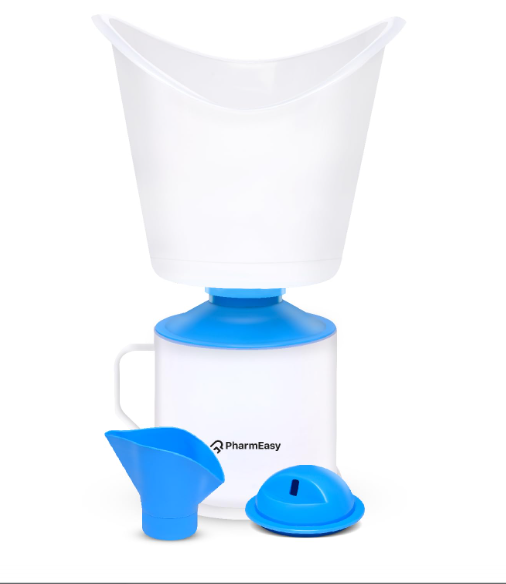 PharmEasy All in One Steam Vaporizer machine for Cold and Cough with Nozzle Inhaler, Electric vapor machine, Facial Sauna and Facial Steamer Machine for Adults and Kids