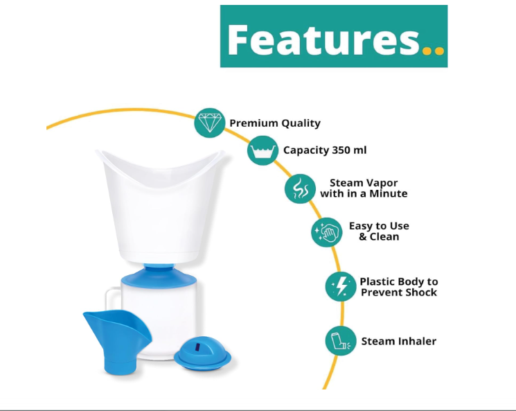 PharmEasy All in One Steam Vaporizer machine for Cold and Cough with Nozzle Inhaler, Electric vapor machine, Facial Sauna and Facial Steamer Machine for Adults and Kids - Image 2
