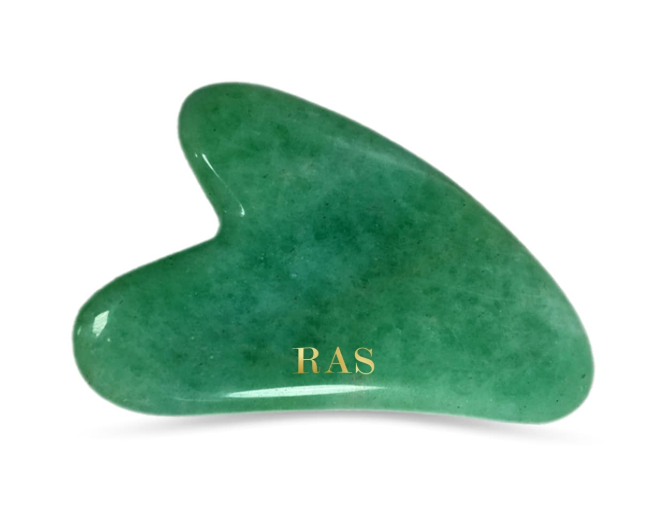 RAS Luxury Oils Jade Gua Sha Face Massage Tool for Glowing Skin & Reducing Stress & Eye Puffiness Made With Authentic Green Stone Tool To Relax Muscles, Tone Face, Reduce Fine Lines | 1 piece