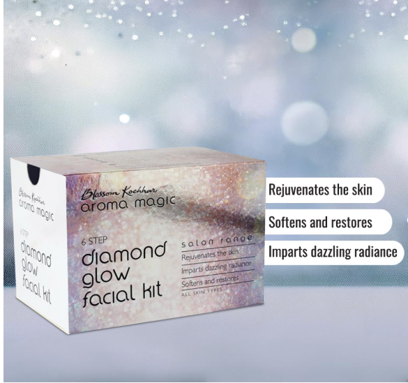 roma Magic 6 step Diamond Glow Facial Kit Set | Rejuvenates skin, restoring radiance & softness | Mint & Neem Extract, Vitamin E, Aloe Vera | All Skin | 5 Single Use Kit | Pack of 1 - Image 2