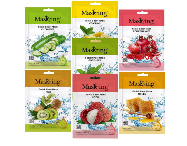Masking Beauty Facial Sheet Mask | Natural Sheet Mask | Face sheet Mask for Women, Men Combo Pack of 7