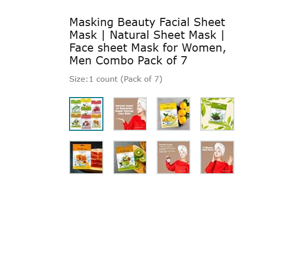 Masking Beauty Facial Sheet Mask | Natural Sheet Mask | Face sheet Mask for Women, Men Combo Pack of 7 - Image 2
