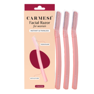 Carmesi Reusable Face Razor for Women Facial Hair- 3 Razors | Instant & Painless Hair Removal | For Eyebrows, Upper Lip, Forehead, Peach Fuzz, Chin and Sideburns | Dermaplaning Tool