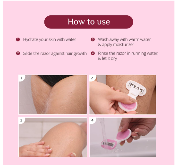 Carmesi Body Razor for Women's Hair Removal |1 Pc | With Travel Case | 5-Blade Precision | Smooth & Hassle-Free Shaving on the Go | Aloe Vera & Vit E - Image 2