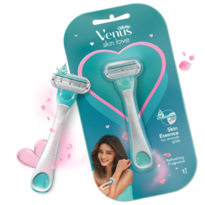 Gillette Venus Skin Love With Skin Essence | Womens Razor For Hair Removal- Pack Of 1, Green