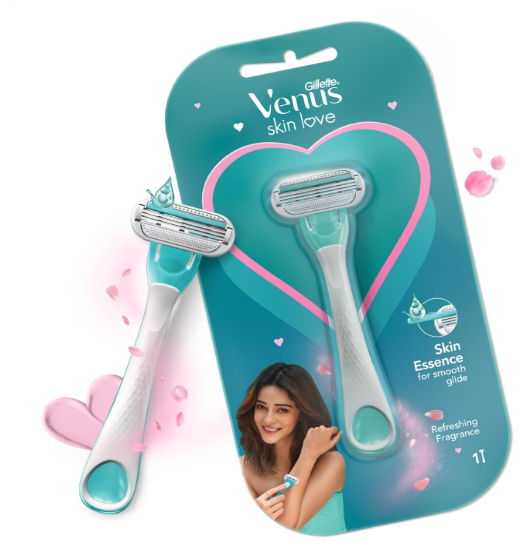 Gillette Venus Skin Love With Skin Essence | Womens Razor For Hair Removal- Pack Of 1, Green