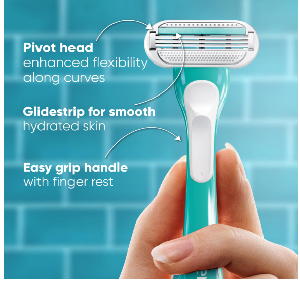 Gillette Venus Skin Love With Skin Essence | Womens Razor For Hair Removal- Pack Of 1, Green - Image 2