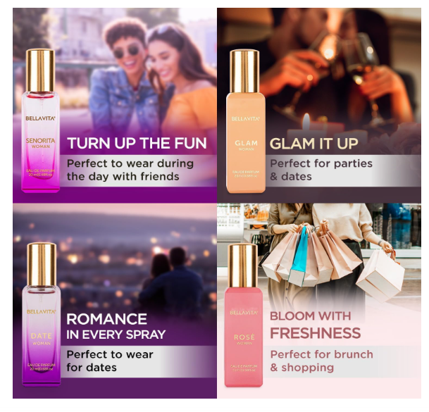 Bella Vita Luxury | Perfume Gift Set for Women 4x20ml | Gifts for Woman | Perfume for Woman | Date, Senorita, Glam, Rose Long Lasting EDP | Floral & Fruity Premium Fragrance - Image 2
