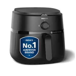 PHILIPS Air Fryer NA130, 6.2 Litre, Extra Large uses up to 90% less fat, 1700W, with Rapid Air Technology (Black)