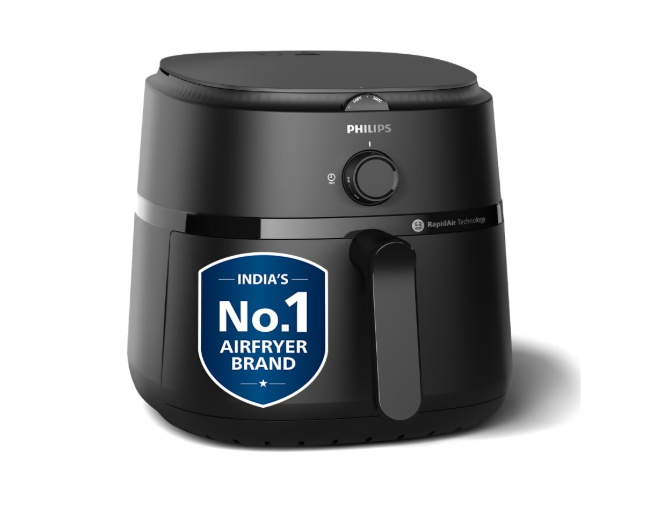 PHILIPS Air Fryer NA130, 6.2 Litre, Extra Large uses up to 90% less fat, 1700W, with Rapid Air Technology (Black)