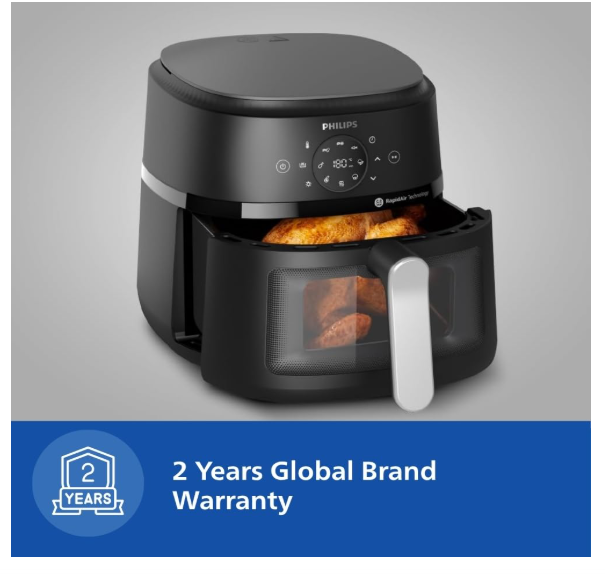 PHILIPS Air Fryer NA130, 6.2 Litre, Extra Large uses up to 90% less fat, 1700W, with Rapid Air Technology (Black) - Image 2