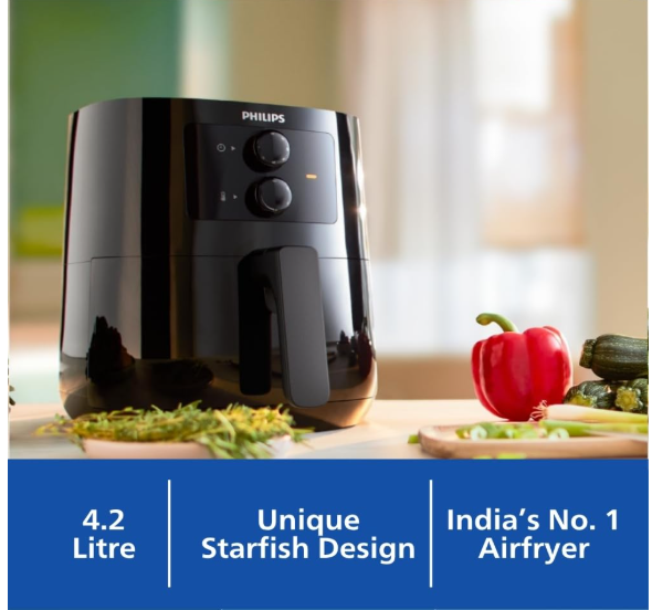 PHILIPS Air fryer for Home HD9200/90, 4.1 Litre with RapidAir Technology (Black), with additional 1 Yr Warranty by Philips, uses up to 90% less fat - Image 2