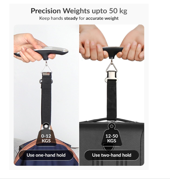 GoTrippin by Destinio Weight Machine for Luggage - 50 kg capacity, Steel body, Lifetime replacement - Digital Portable Electronic Luggage Weighing Scale for home, travel, flights, bags (Silver, 50 kg) - Image 2
