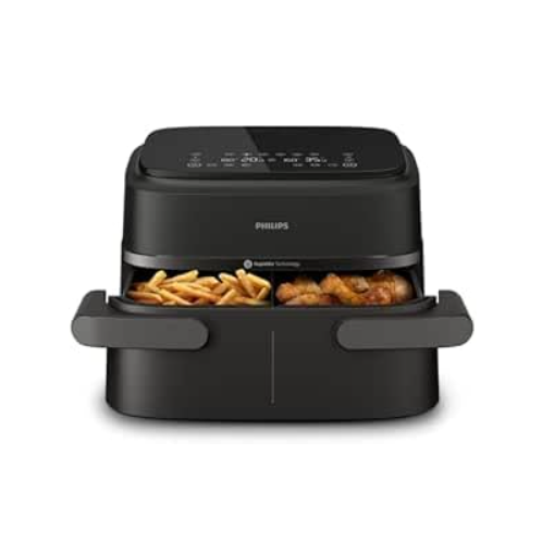 Philips 1000 Series Double Basket Air Fryer - 7.1L Capacity, RapidAir Technology, 10 Cooking Functions, 90% Less Fat, Compact Design, HomeID Recipe Application (NA154)