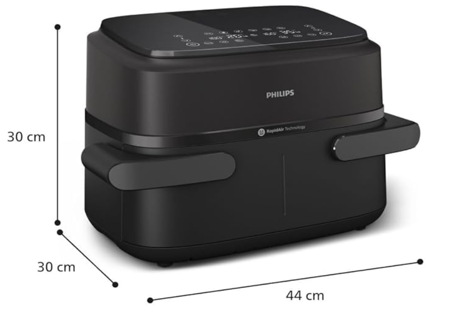 Philips 1000 Series Double Basket Air Fryer - 7.1L Capacity, RapidAir Technology, 10 Cooking Functions, 90% Less Fat, Compact Design, HomeID Recipe Application (NA154) - Image 2