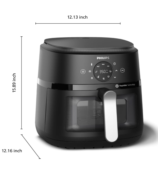 Philips Air Fryer 2000 Series - 13-in-1 Functions, 6.6 Liter, Compact Design with Kitchen Window, Black, (NA231/00) - Image 2