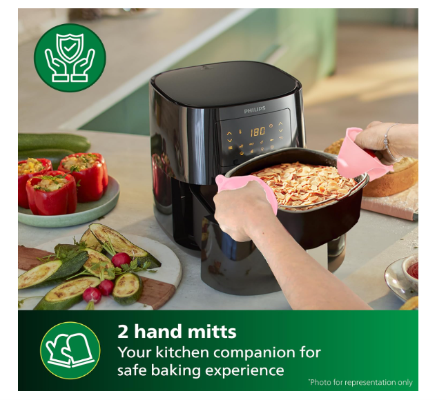 Philips Airfryer Home Pizza Accessory Kit with Pizza pan, Hand Mitts, HD9835/01, Compatible with Extra Large Airfryer - Image 2