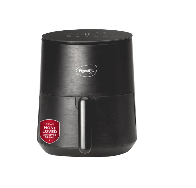 Pigeon Healthifry 3.3L Compact Digital Air Fryer | 1200W | 360° Rapid Air Circulation | 85% Less Oil | Non-Stick Basket | Touch Control | Perfect for 1-2 People | Auto Shut-Off | 2Y Warranty | Black