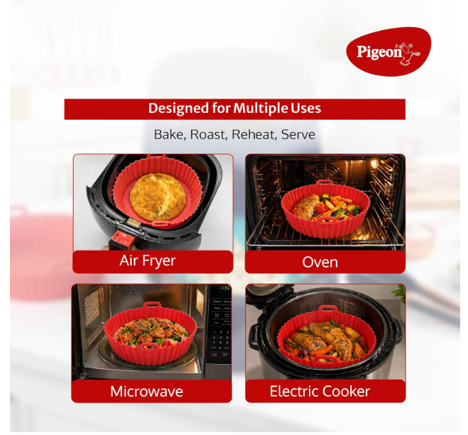 Pigeon 4.2L Digital Air Fryer with Silicon basket | 1200W | 360° Rapid Air Circulation | 85% Less Oil | 8 Preset Menus | Non-Stick Basket | Touch Control | Auto Shut-Off | 2Y Warranty - Image 2