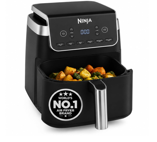 Ninja Air Fryer MAX PRO, 6.2L Air Fryer Oven 2-Year Warranty, Oil-Free Cooking, Max Crisp Technology, Variable Air Flow, Chemical Free Cooking Surface, 6-in-1 Air Fry, Roast, Bake & Reheat, Black